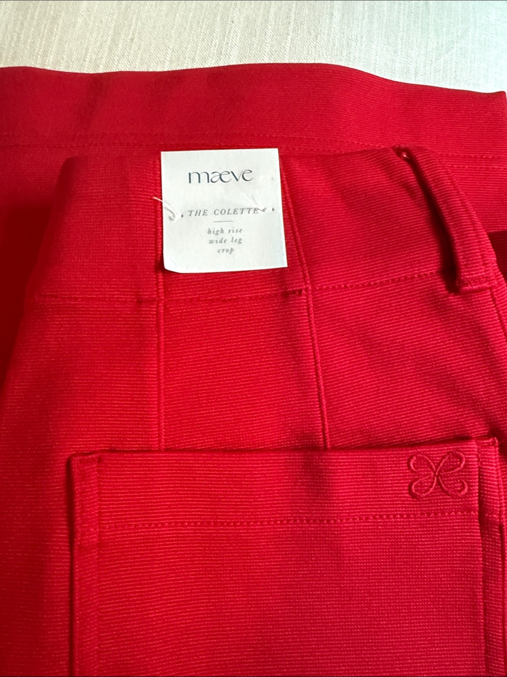 Maeve Anthropologie The Colette Knit Crop Wide Leg Pants-True Red 30 Tall - Picture 4 of 5